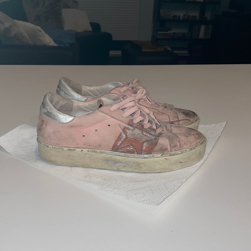 COPY - Golden Goose Pink Silver Leaf Hi Star Sneakers